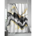 thumbnail image 5 of Boanket Polyester Fabric Black Marble Shower Curtain, Modern Gradient Abstract Waves Texture Waterproof Bathtub Curtain Bathroom Decor Set with Hooks 54 x 78 Inches,, 5 of 6