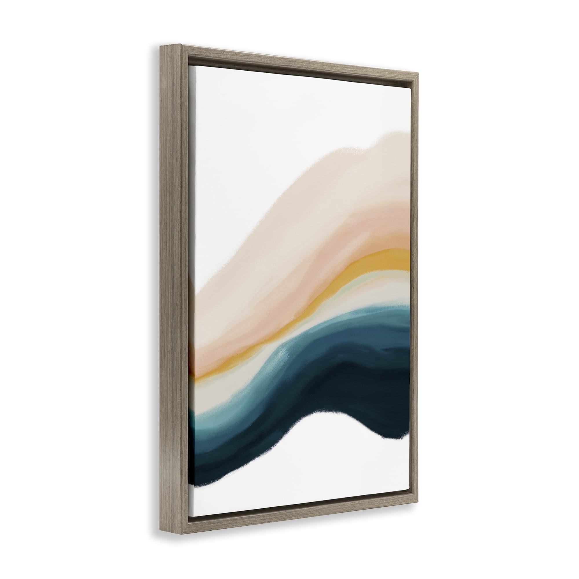 Stupell Industries Peach Swirl Abstraction Abstract Painting Brown Floater Framed Canvas Art Print Wall Art, 21 x 31