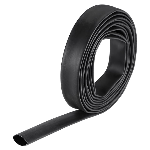 Tubos termocontraíbles Uxcell 5/8" de diámetro, 1.02" de ancho plano, tasa de contracción 3:1, funda de cable de 10 pies, negra