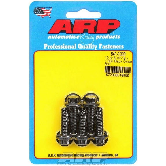 ARP 641-1000 Black Oxide 5/16-18 RH Thread 1.000 UHL 12-Point Bolt with 3/8 Socket and Washer (Set of 5)