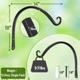 thumbnail image 2 of Ganchos de pared para colgar plantas, 35 cm, paquete de 2 unidades, Feed Garden, negros, 2 of 7
