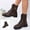 Coffee, variant on Willtoo Womens Ankle Boots Buckle Decor Lace Up Side Zipper Booties Low Block Heel Lug Sole Casual Short Boots for Winter Daily Wear
