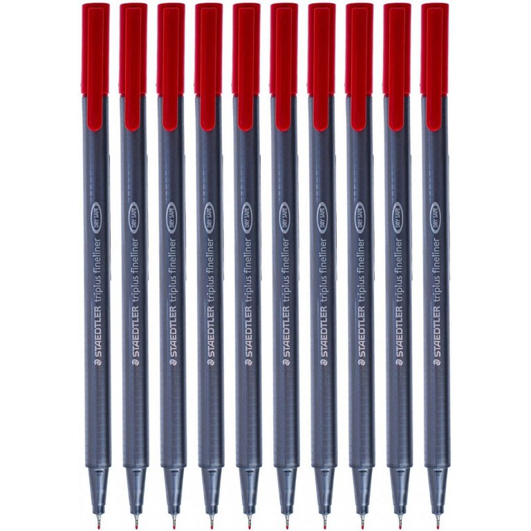 Staedtler Triplus Fineliner Pens, 0.3mm, Red, Pack of 10 (334-2)