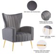 thumbnail image 4 of Luccalily Velvet Wing Back Accent Chair, Upholstered Armchair with Metal Gold Legs for Living Room, Ergonomic Design Single Sofa for Bedroom, Office, 4 of 7