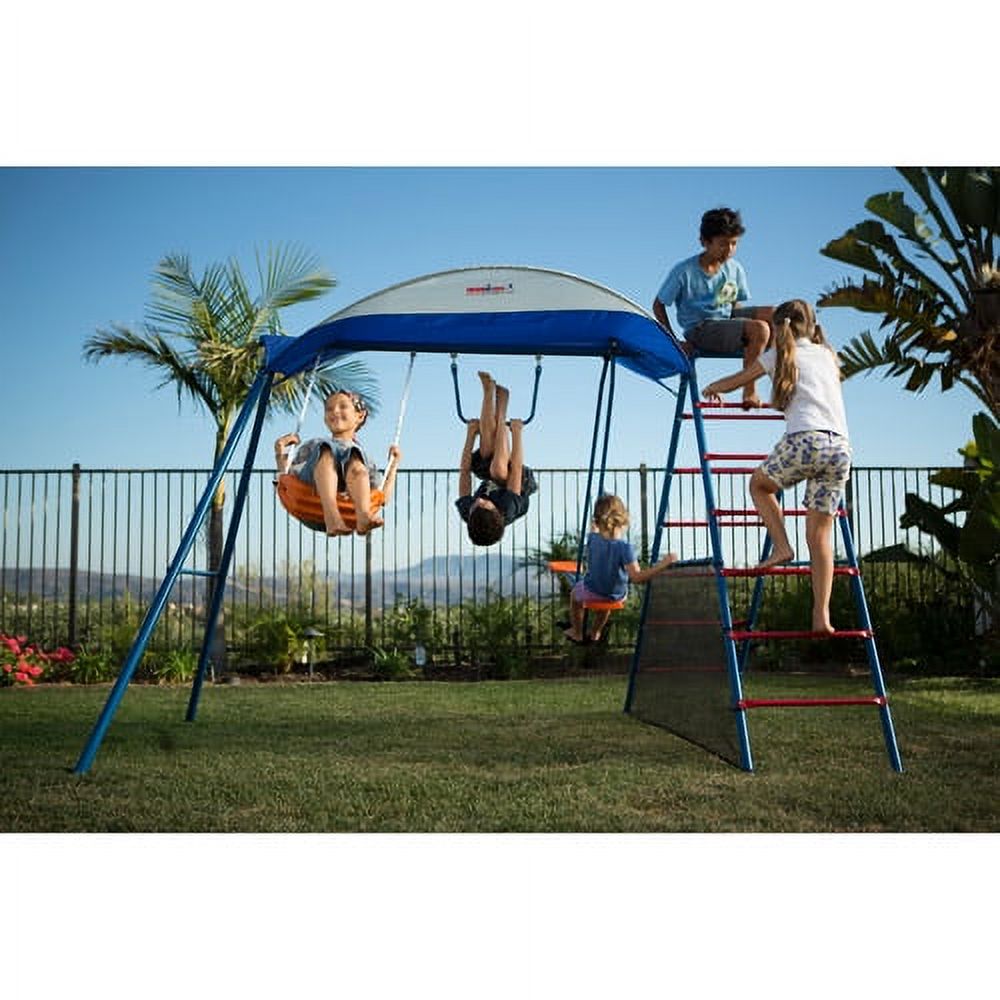 IRONKIDS Inspiration 100 Metal Swing Set with Ladder Climber and UV Protective Sunshade - image 5 of 9