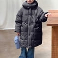 thumbnail image 1 of Parkas de manga larga para otoño e invierno para niños, de color liso, con capucha, de manga larga, gruesas y cálidas, bonitas y casuales, para niños y niñas, parte superior de poliéster., 1 of 8
