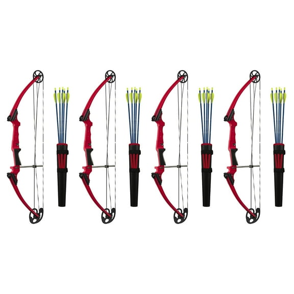 Genesis Archery Left-Handed Compound Bow Archery Kit, Red (4 Pack)