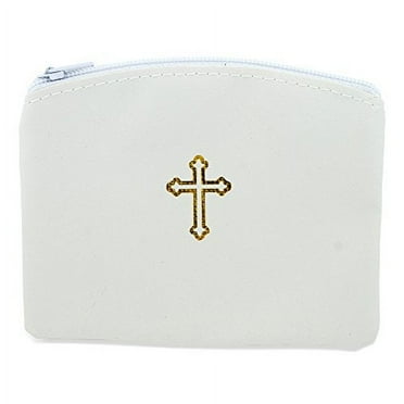 Beautiful Catholic Rosary Case (White, 1 Pack)