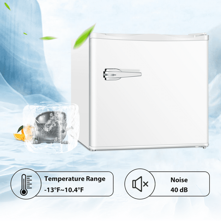Auseo 1.2 Cu.Ft Upright Compact Freezer, Mini Freezer with Handle, Reversible Single Door, Energy Saving & Adjustable Temperature & Quiet Operation