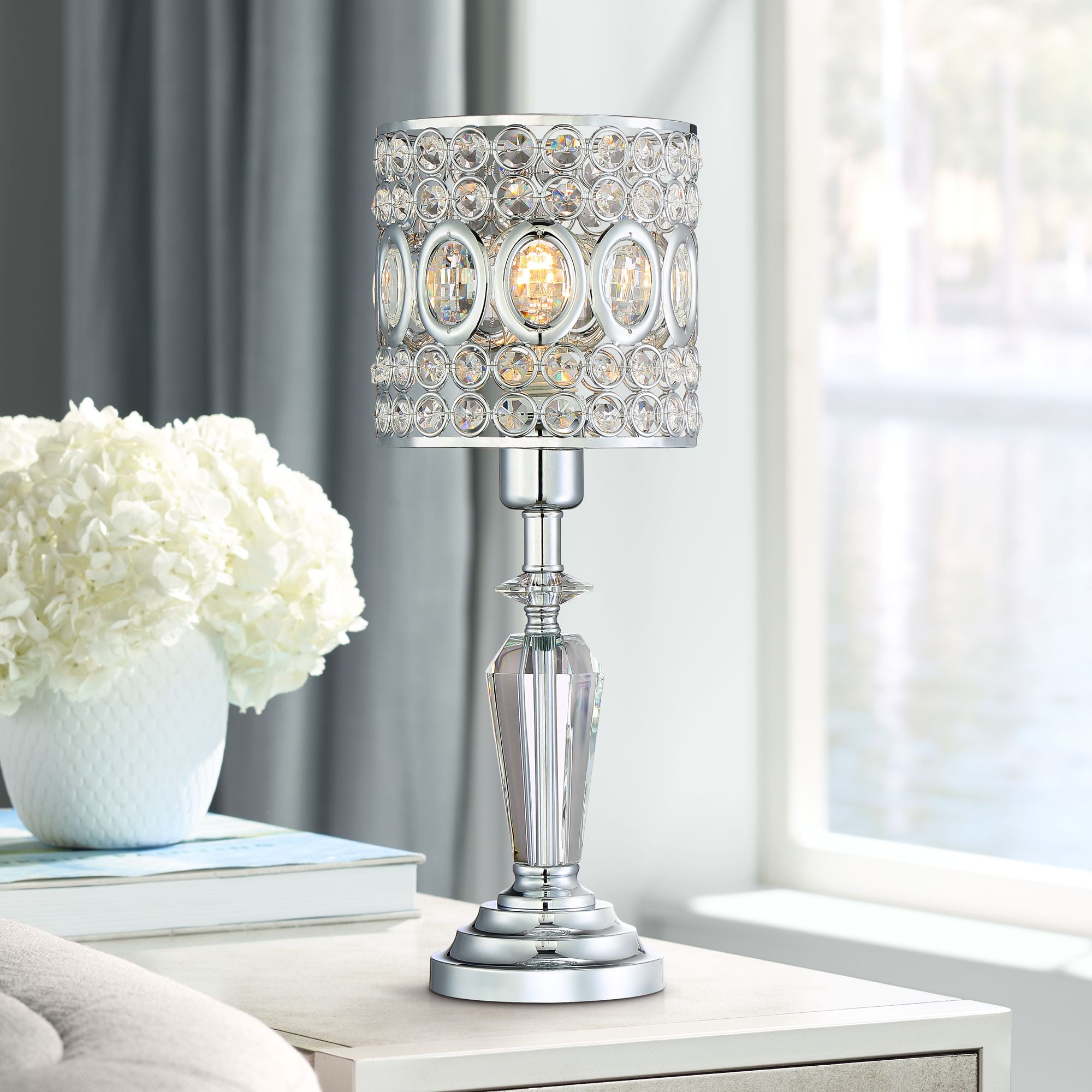 Vienna Full Spectrum Accent Table Lamp 17" High Chrome Crystal Stacked