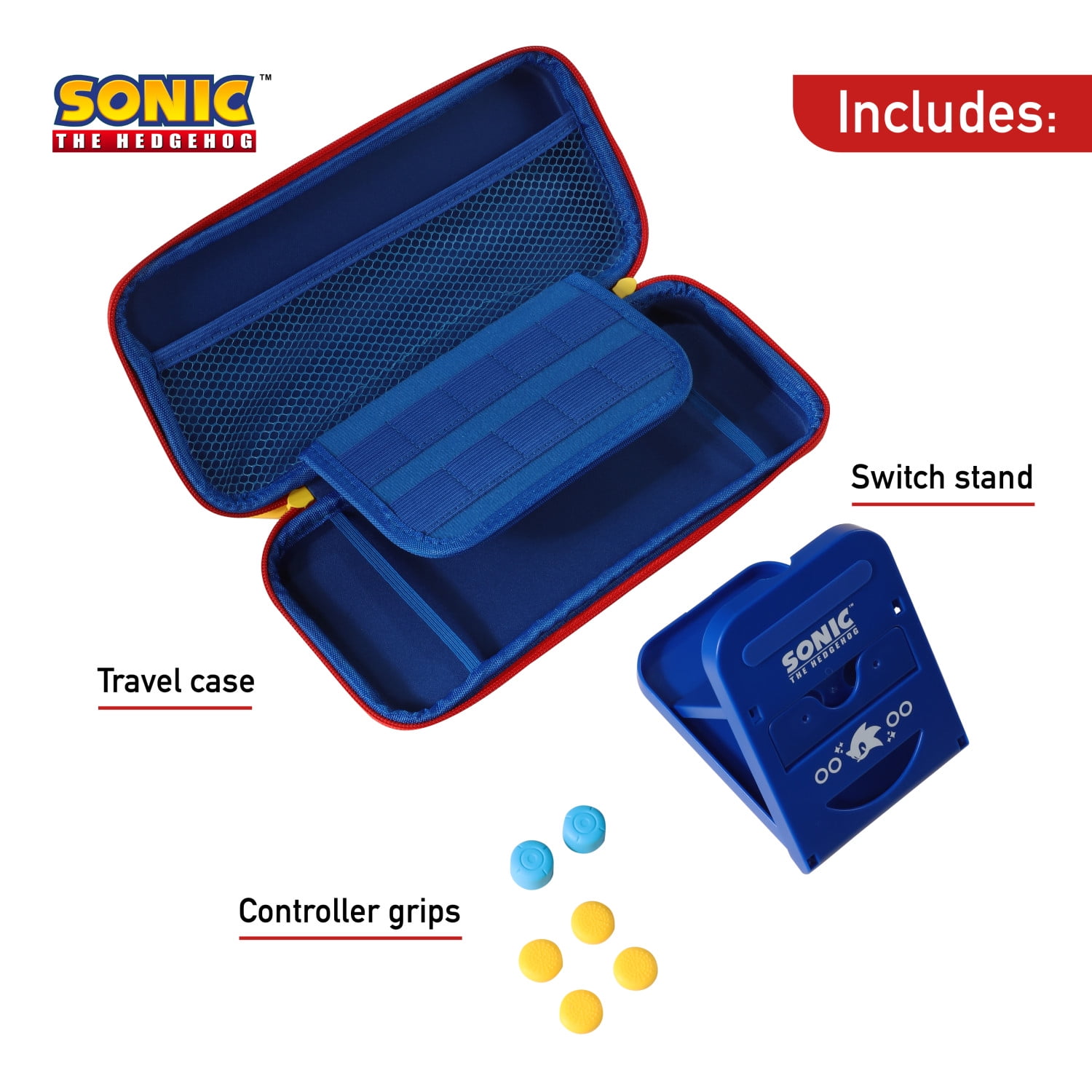 Sonic The Hedgehog Nintendo Switch Travel Case With Grip Controllers And  Stand : Target