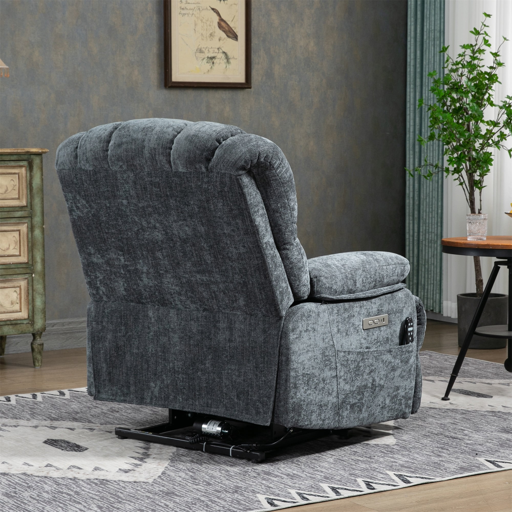 Kadyn Chenille Power Lift Recliner Chair with 8-Point Vibration Massage and Lumbar Heating for Living Room Bedroom, Blue-Gray Kadyn Chenille Power Lift Recliner Chair with 8-Point Vibration Massage and Lumbar Heating for Living Room Bedroom, Blue-Gray