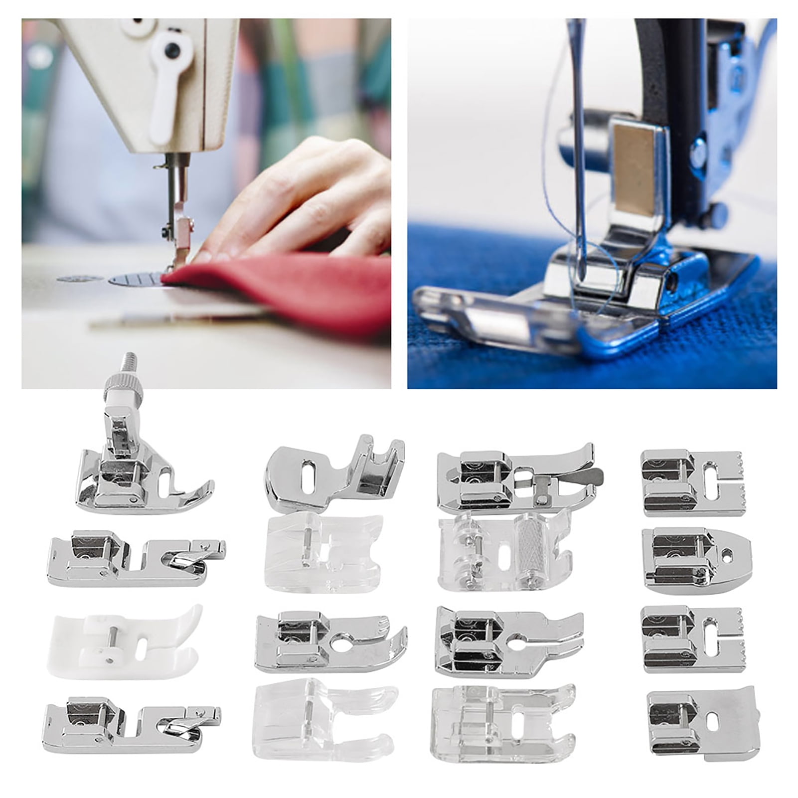 16pcs Sewing Machine Presser Foot Set Hem Foot Spare Parts Accessories for  Brother Singer 