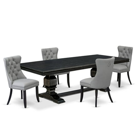 Luxe by East West Furniture 5 piece kitchen table set a dinner table and 4 Faux Leather dining room Chairs