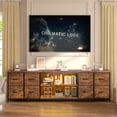 thumbnail image 3 of 63"W Dresser for Bedroom TV Stand Dresser with LED Lights & Power Outlets & 8 Drawers,Dresser for 60 65 70 Inch TV,Long Fabric Dresser,Rustic Brown, 3 of 8
