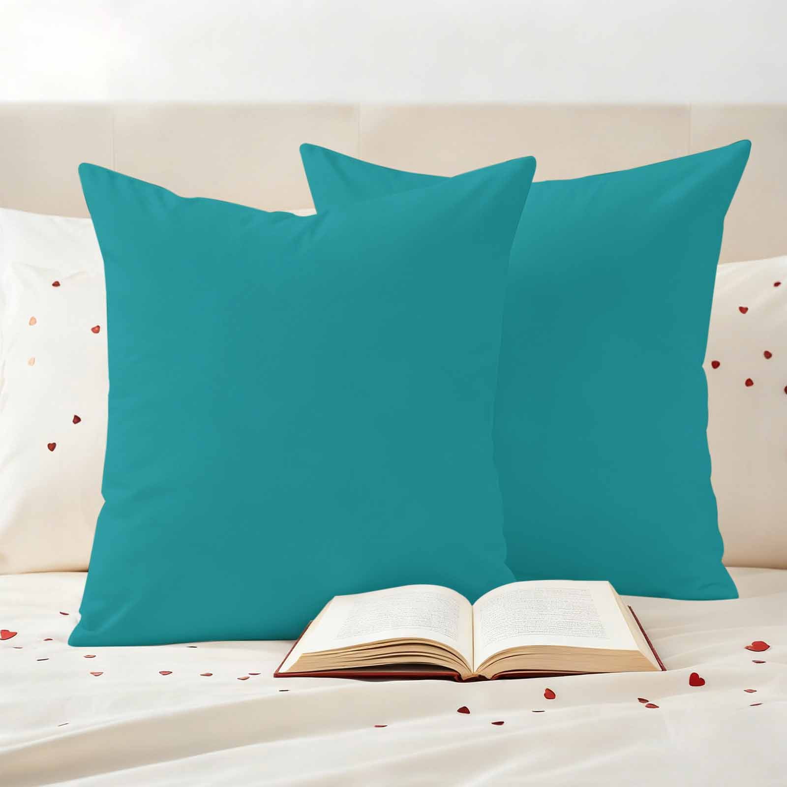 Teal Outdoor Pillow Covers Set of 2 Solid Color Waterproof Throw Pillow Cover Decorative Cushion Cases for Patio Porch Garden 24X24 Inch