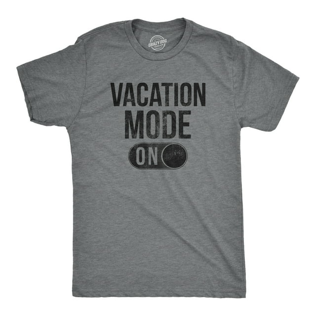 Mens Vacation Mode On Tshirt Funny Spring Break Tee (Dark Heather Grey) - M