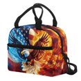 thumbnail image 3 of HUIACONG Zipper Lunch Tote with Flag Eagle Print, Lunch Cooler Bag Made of Durable Aluminum Film Material, Lightweight for Daily Travel and Office Use, 3 of 10