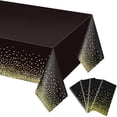 thumbnail image 3 of 4 Pack Black and Gold Plastic Tablecloth for Rectangle Tables 54 x 108 Party Table Cover Birthday Graduation Retirement Decoration, 3 of 4
