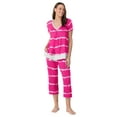thumbnail image 6 of Layla Women's Sleepwear 2-Piece Knit Short Sleeve Top and Pant Pajama Set, Sizes XS-4X, 6 of 6
