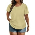 thumbnail image 2 of Plebaso Plus Size Tops for Women Summer Crew Neck Casual Short Sleeve Tunics Loose Basic Tee Shirts for Ladies, 2 of 8