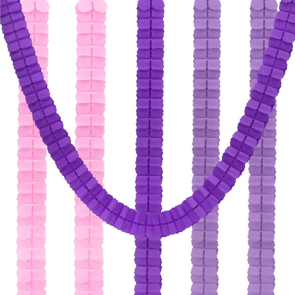 Uxcell 9.8ft Purple Theme Four Leaf Paper Flower Garland Hanging Streamers for Party Wedding Decor, 3 Colors 6 Pack