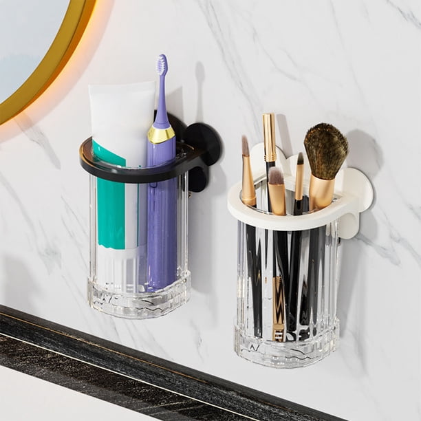 Soporte de Pared para Cepillos de Dientes de Baño - Organizador de Plástico Autoadhesivo, Negro MNFD