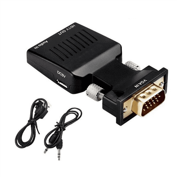 VGA to -Compatible Adapter Converter with Audio and Power AV Converters for PC, /, Set Top Box, TV, Monitor B,1 * VGA to HDMI-Compatible Adapter,Black