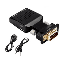 VGA to -Compatible Adapter Converter with Audio and Power AV Converters for PC, /, Set Top Box, TV, Monitor B,1 * VGA to HDMI-Compatible Adapter,Black