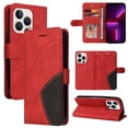 thumbnail image 1 of Compatible iPhone 14 Pro Case, Leather Wallet Case Stand View Magnetic Clasp Book Flip Folio Phone Cover - Red, 1 of 5