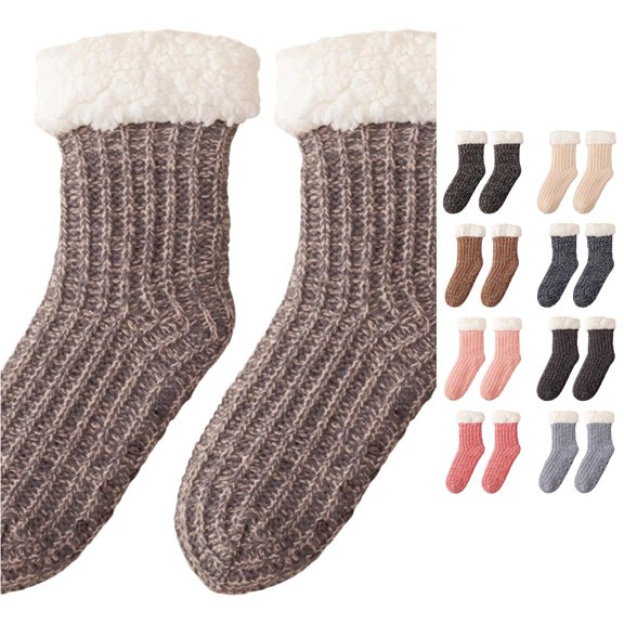 Cozy Lined Thermal Knee High Stockings For Women Warm Winter Hosiery Sleep Spa Slipper Socks