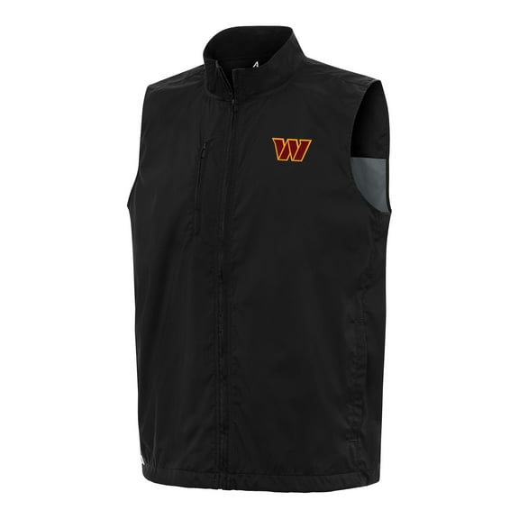 Men's Antigua Black Washington Commanders Brisk Full-Zip Vest