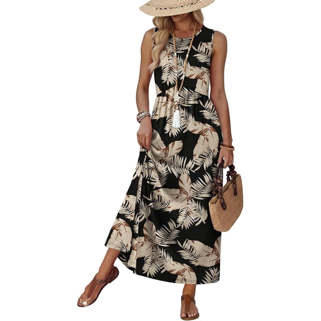 Robes d'Été Babydoll Robe Maxi Taille Empire Plage Vacances Robes d'Été 2026 avec Poches