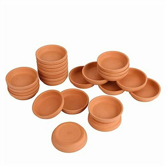 24pcs Terra Cotta Saucer, 3.2-inch Small Mini Clay Pots Tray, Suitable for 3inch, 2.5inch, 2inch Succulents Nursery Pots