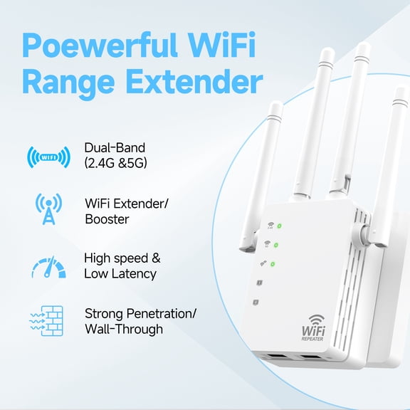 GEYILO WiFi Extender Signal Booster for Home, Long Range Internet Booster with Ethernet Port, WiFi Repeater up to 12880 sq ft and 105 Devices