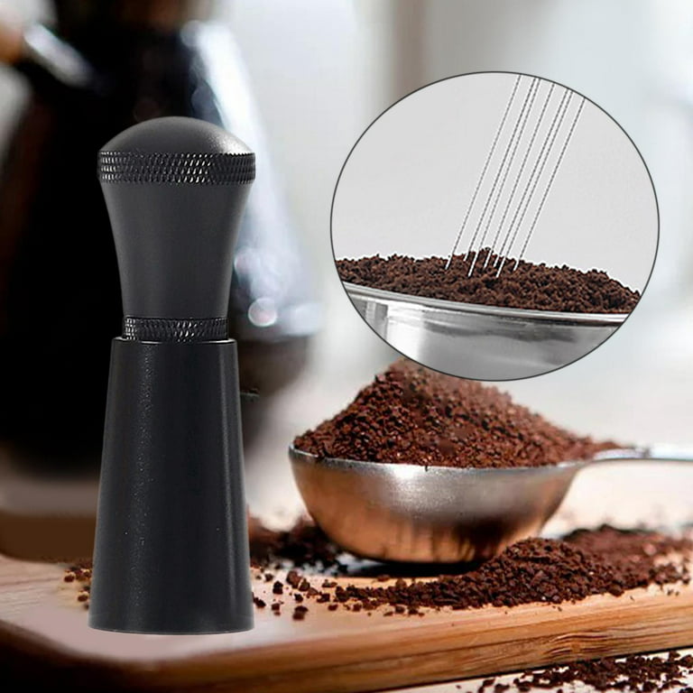 Espresso Whisk, Professional Stainless Steel 7 Pins Espresso Distribution Tool with Base Stand and Detachable Pins Coffee Stirring Tool Argent, Size