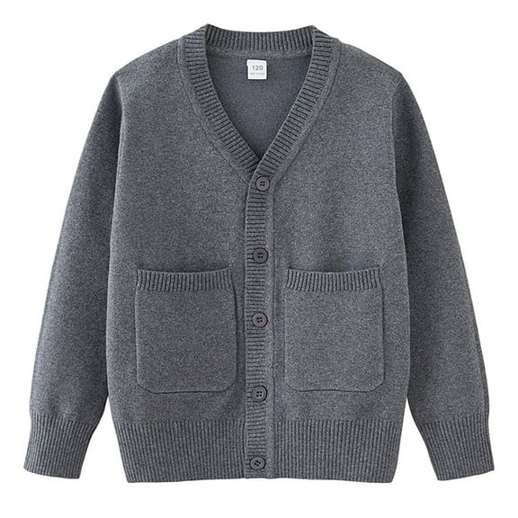 Mercatoo Kids V-Neck Cardigan Sweater for Boys Girls Cotton Button Down Long Sleeve Knit Sweaters Solid Lightweight Clothes