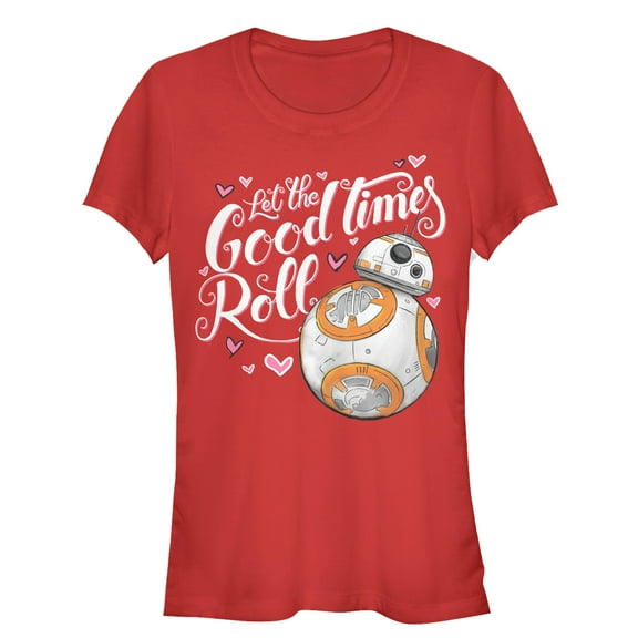 Junior's Star Wars The Force Awakens Valentine BB-8 Good Times Roll  Graphic Tee Red X Large