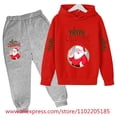 thumbnail image 3 of Conjunto de sudadera con capucha navideña, ropa para niños, chándal con capucha para niñas, sudadera de Papá Noel para niños, 2 piezas, ropa para niños de Stranger Things, 3 of 5