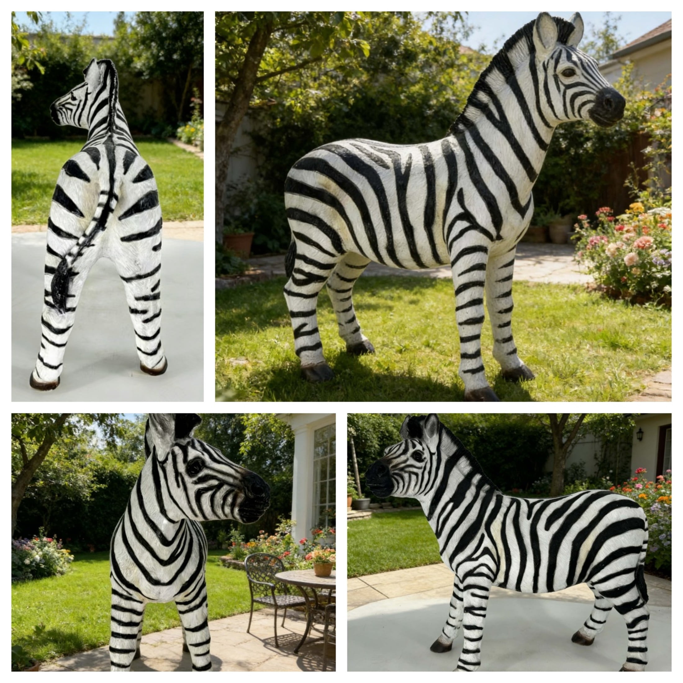 GDF Studio Zebra Resin Indoor/Outdoor Guardian Statue, Weather-Resistant Decor Figurine for Garden & Courtyard