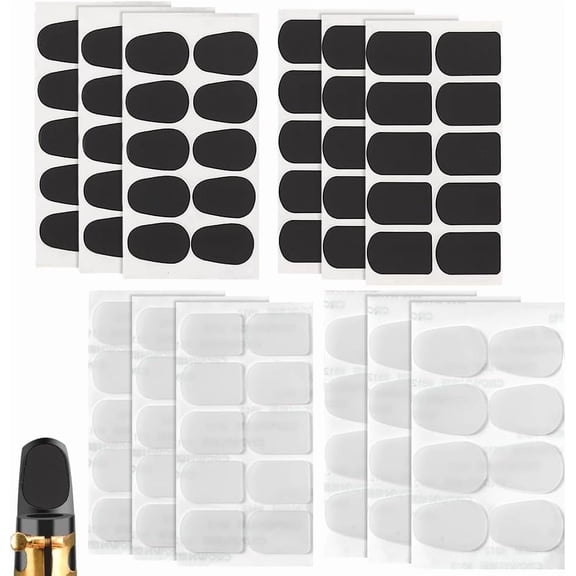 114 Pcs 4 Styles Mouthpiece Cushion Alto Tenor Saxophone Adhesive Clarinet Mouthpiece Patches Mouthpiece Pads Accessories with Strong Adhesive for Beginners Musicians colorful