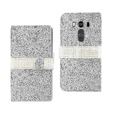 Jewelry Wallet - Lg V10 Jewelry Rhinestone Wallet Case In Silver
