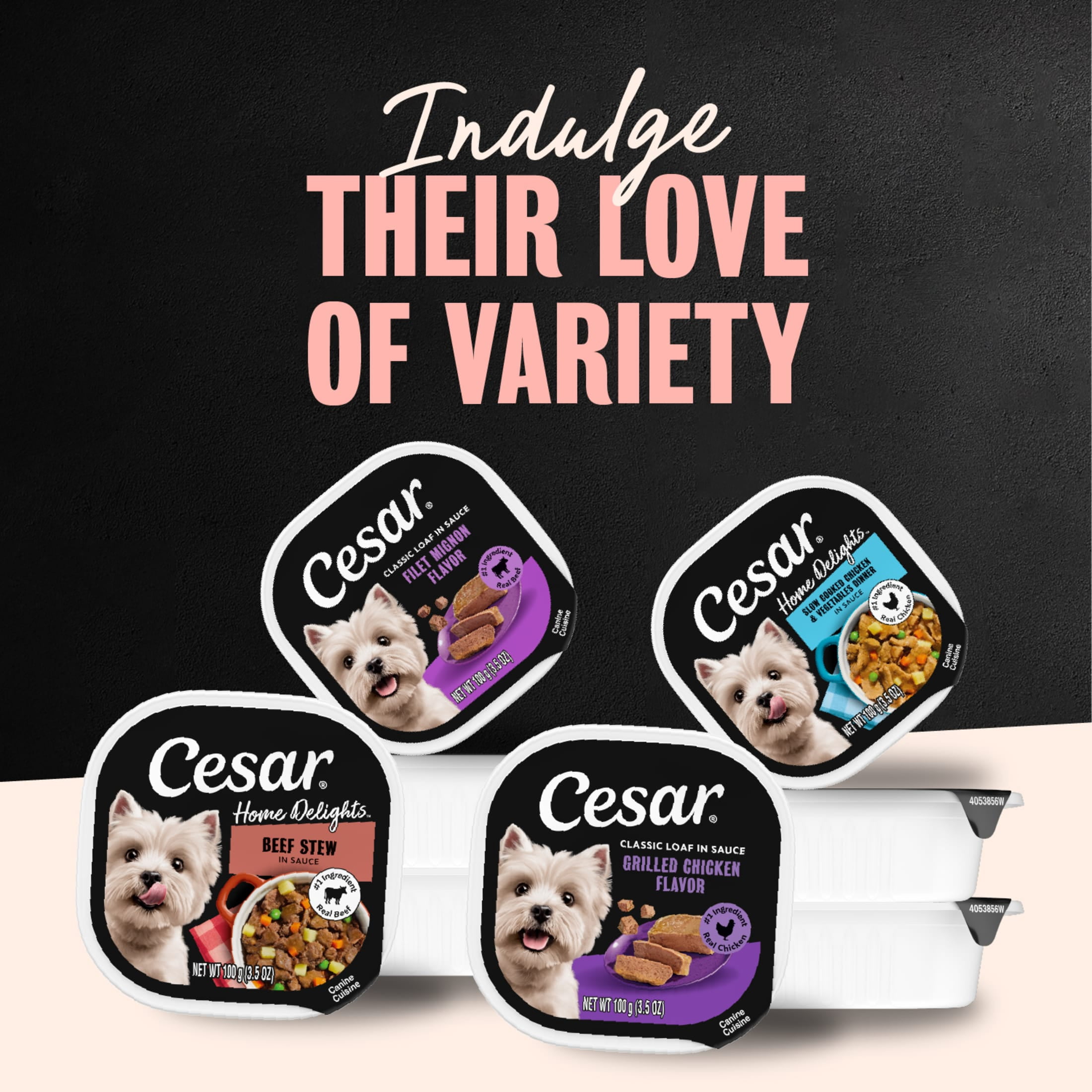 Cesar Home Delights & Classic Loaf In Sauce Variety Pack Wet Dog Food, 3.5 Oz Trays (36 Ct)