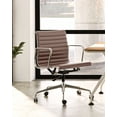 thumbnail image 3 of Mid-Back Ribbed Office Chair Adjustable Leather Computer Chair Ergonomic Lumbar Support,Swivel Desk Chair,Brown,1pc, 3 of 10