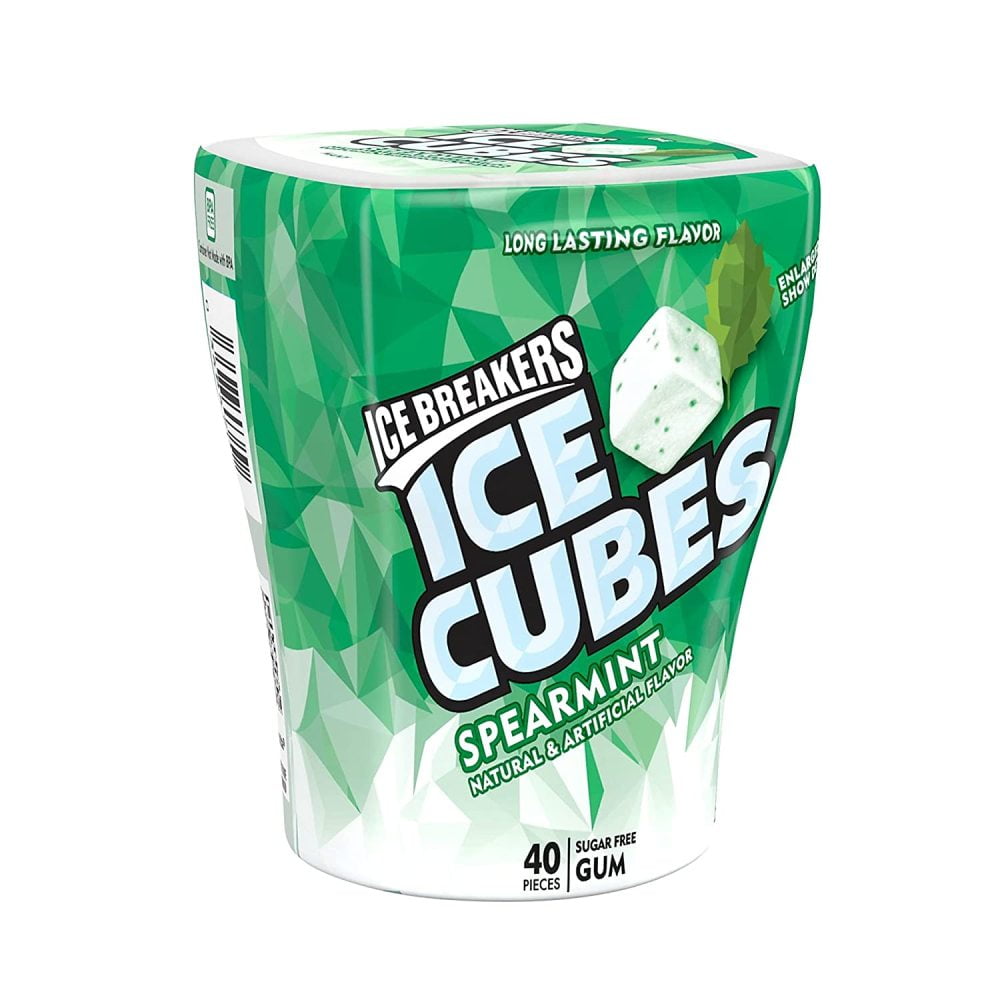 'ICE BREAKERS ICE CUBES Spearmint Flavored Sugar Free Chewing Gum, Made with Xylitol, 40 Piece Bottle'