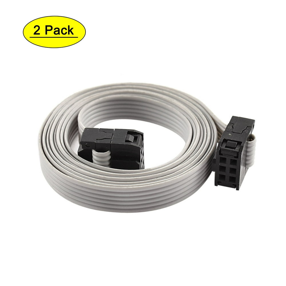 2 Pcs 100cm IDC 6Pin Hard Drive Extension Wire Flat Ribbon Cable for