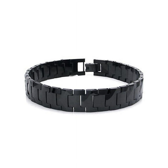 Titanium Kay Black Tungsten Carbide 10MM Men's High Polish Finish Chrome Color Link Bracelet Sz 9"