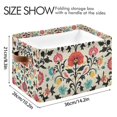 thumbnail image 4 of Yayeee Canvas Storage Basket with Handles for Shelves Fabric Bins Closet Organizer, Beige Red Floral, 4 of 8