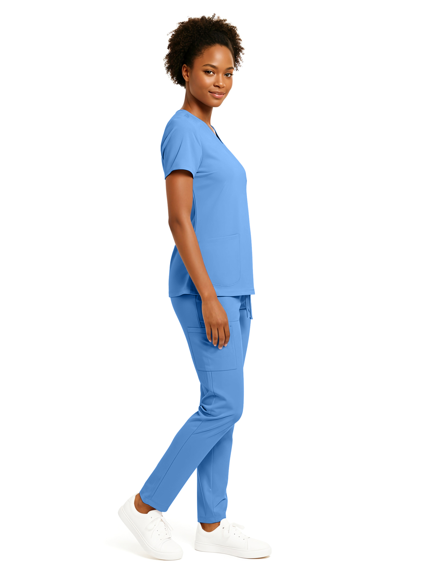 Hey Collection Women’s 5-Pocket Anti-Wrinkle Medical Scrub Set – V-Neck Top & Straight Leg Pants, Comfortable Flexible Nursing Uniforms