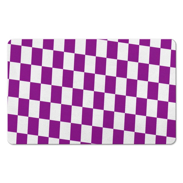 20x32 in Non-Slip Bathroom Rug - Checkered Long Bath Mat, Absorbs Water, Soft Microfiber, Machine-Washable.